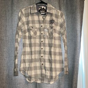 Men’s Weatherproof white/grey Plaid Shirt with Old Smoky Logo - Small, XL, XXL